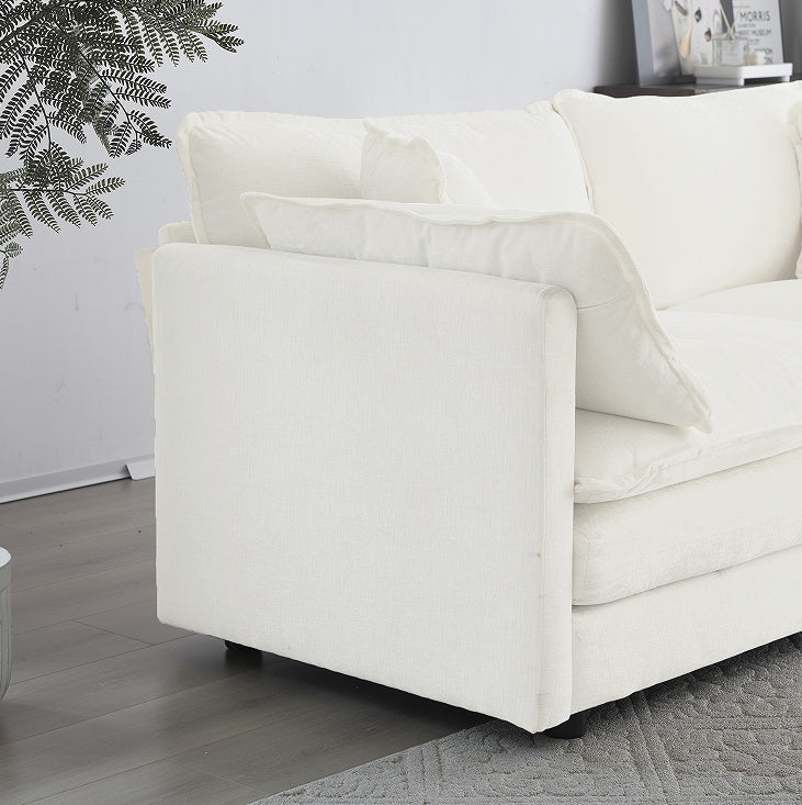 US Local Modern Fabric Double Sofa With 4 Pillows