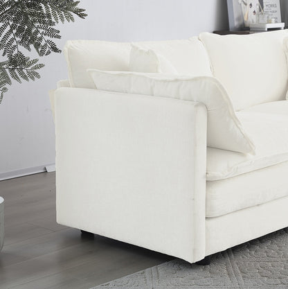 US Local Modern Fabric Double Sofa With 4 Pillows