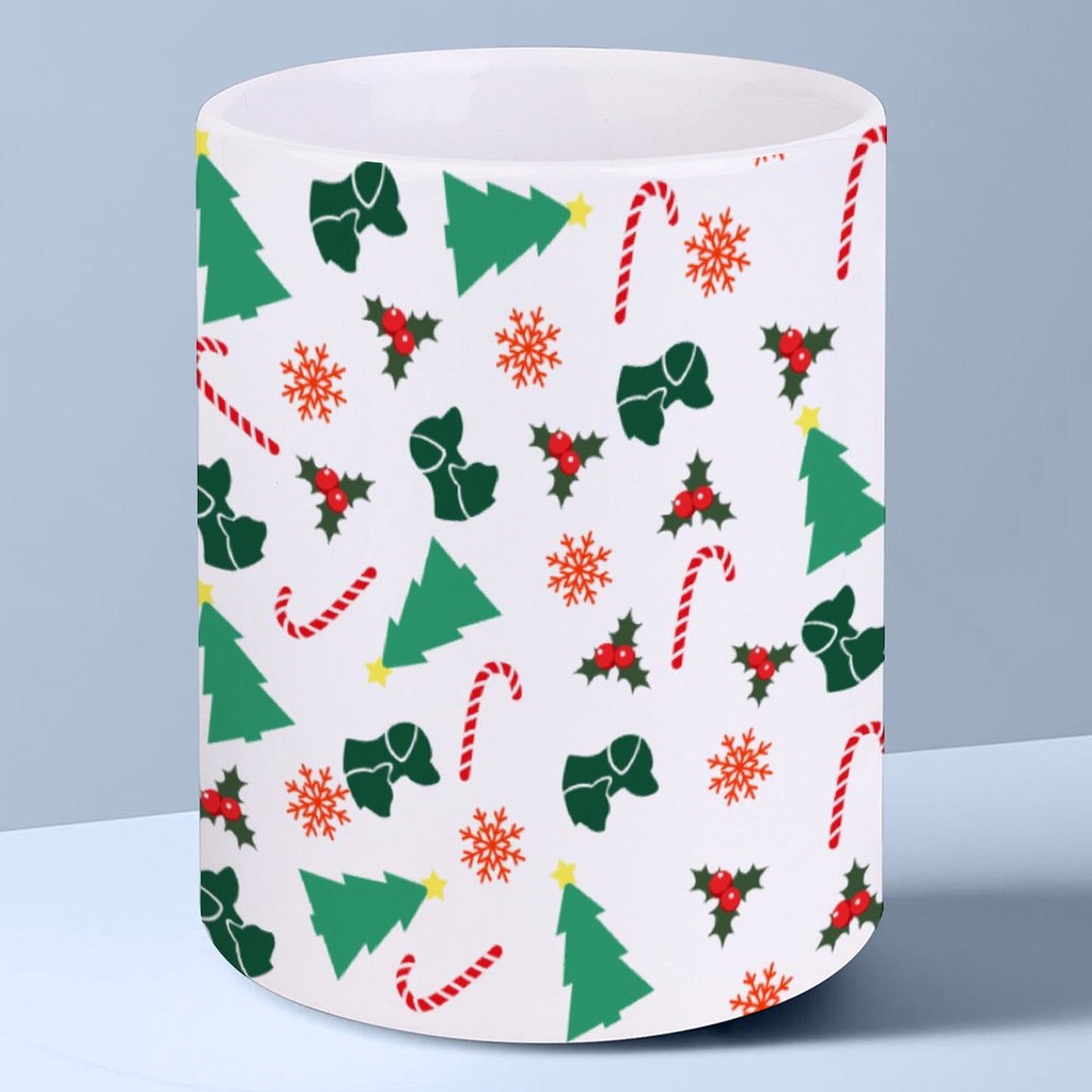 POD US Local White mug with full print, Christmas Tree Dog Cat Candy Snowflake 0027
