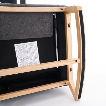 US Local Accent Rocking Chair With Footrest High Back Rubber Wood Rocking Legs Bedroom Living Space 26.77D X 38.36W X 39.76H Inch