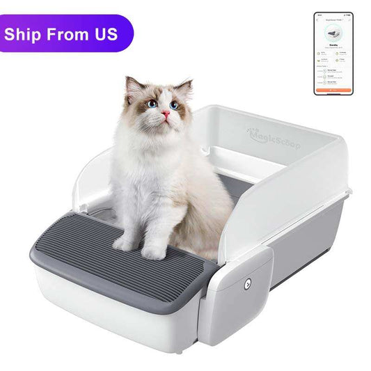US Local Automatic Cat Litter Box Self-cleaning Open Smart Cat Litter Box Cat Products