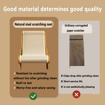US Local Natural Wood Durable Sisal Cat Hammock With Scratching Board - Multifunctional Indoor Cat Furniture, Ergonomic Lounger For Rest And Play, Scratch-Resistant And Wear-Resistant