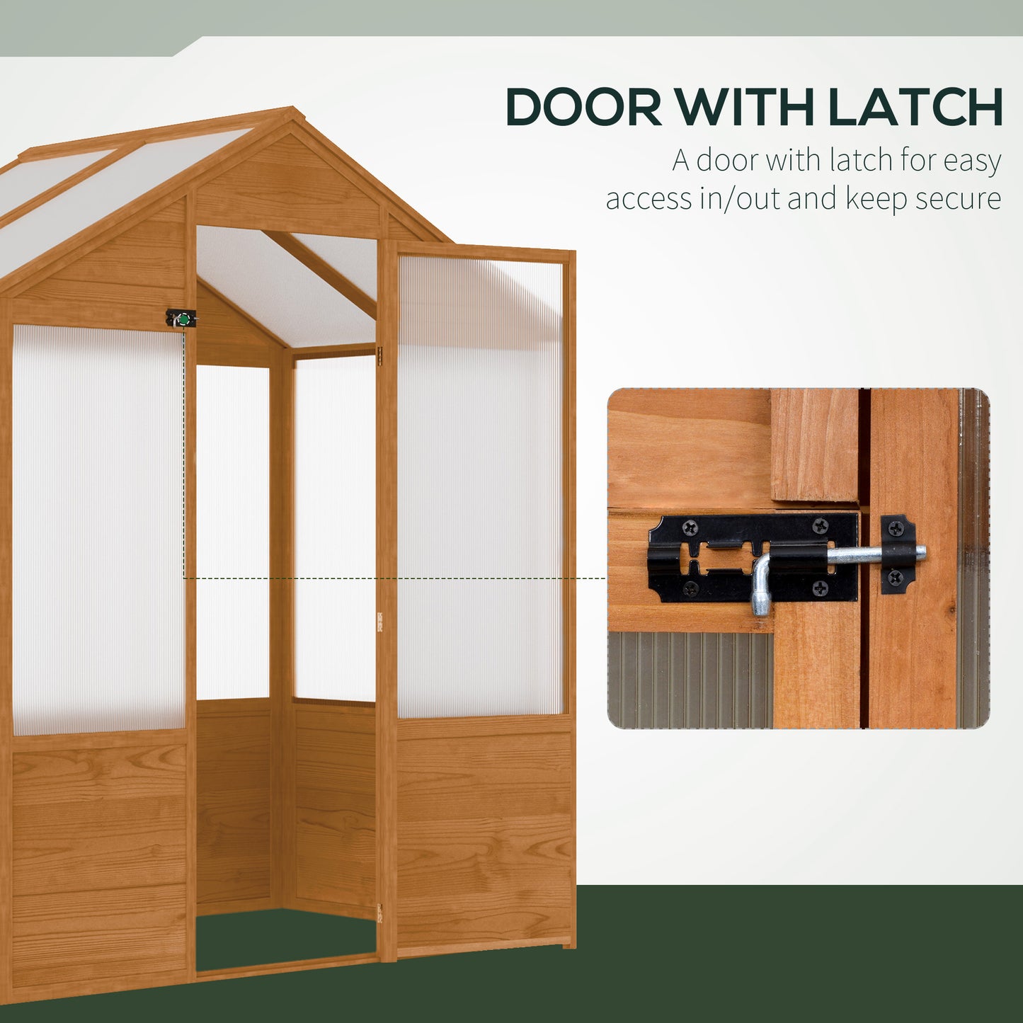 US Local 6x4x7 Polycarbonate Greenhouse, Walk-in Hot House Kit, Hobby Greenhouse With Lockable Door, Level 5 Wind Resistant Wooden Frame, Rustic Brown