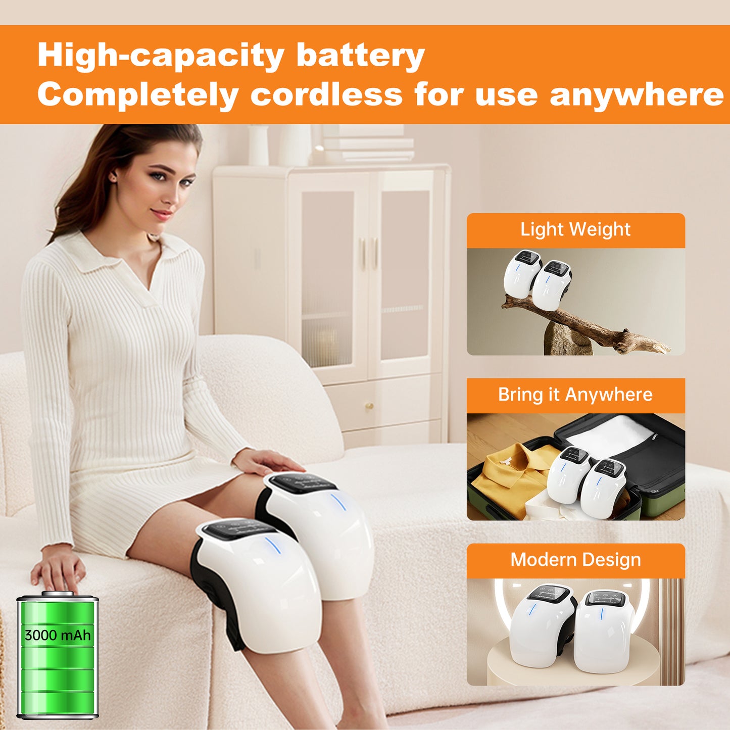 US Local Smart Knee Massager With Heat  Vibration 3D Air Compression   Portable Pain Relief  Home Office Use