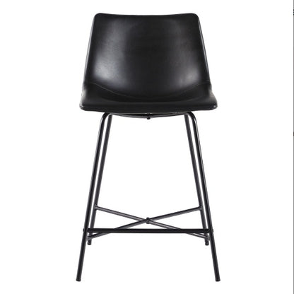 US Local Modern Upholstered Counter Stool With Metal X Base, Set Of 2, Black