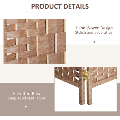 US Local 6FT Tall 4-Panel Wicker Weave Room Divider, Folding Privacy Screen, Portable Partition For Bedroom & Home Office, Natural