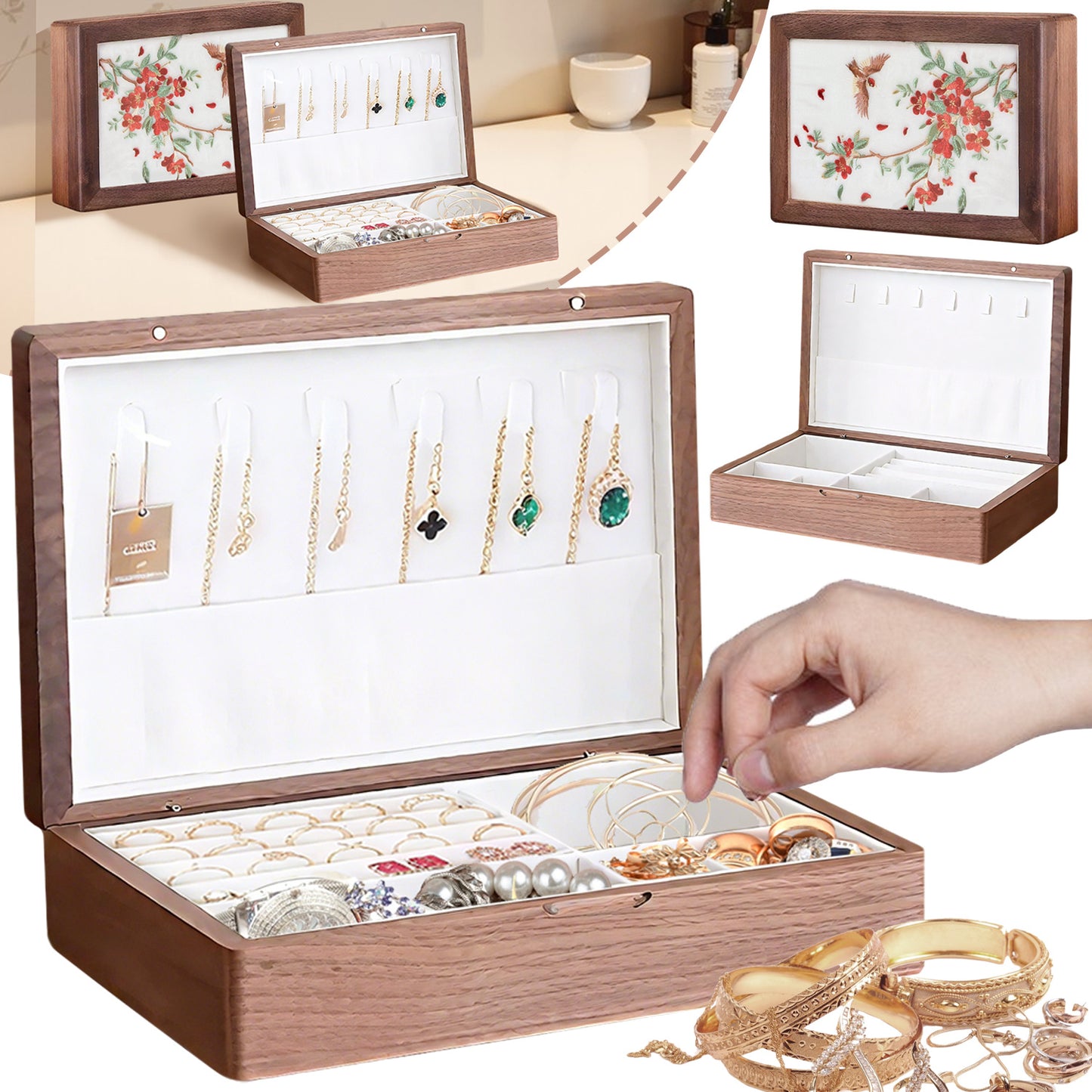 US Local Solid Wood Jewelry Storage Box