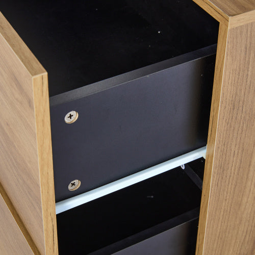 UK Local Modern Sideboard, Side Cabinet, Buffet Cabinet, Sideboard With 3 Drawers, Accent Console Table Storage Cabinet With Glass For Living Room, 140x40x80CM
