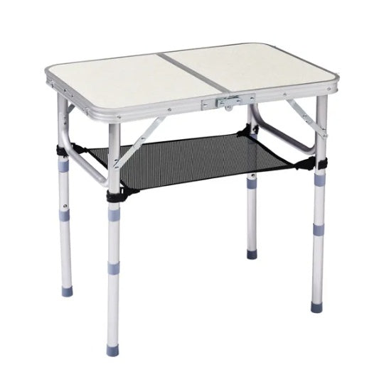 US Local Outdoor Folding Camping Table, 2ft Portable Pinic Table With 3 Adjustable Height, Small Aluminum Foldable Lightweight Patio Side Table With Carry Handle For Outdoor Indoor Hiking Camp BBQ Beach, White