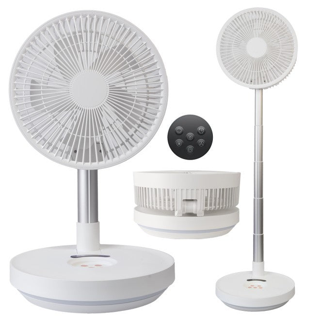 US Local Indoor & Outdoor Retractable LED Fan Oscillating Standing Fan Rechargeable Pedestal Fan