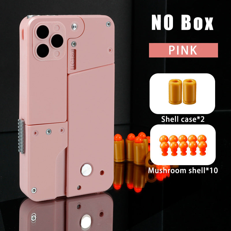 USA Local Folding Pistol Bullet Automatic Shell Throwing Toy Creative Soft Bullet Toy Mobile Phone Appearance Gun Outdoor Interactive Kid Gift