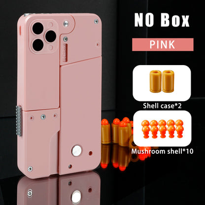 US Local Folding Pistol Bullet Automatic Shell Throwing Toy Creative Soft Bullet Toy Mobile Phone Appearance Gun Outdoor Interactive Kid Gift