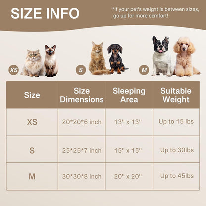 MEWOOFUN Donut Cat Bed - Washable Round Pet Bed For Indoor Cats & Kittens, Fluffy Non-Slip Calming Bed For Small Dogs, Light Brown