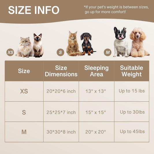 MEWOOFUN Donut Cat Bed - Washable Round Pet Bed For Indoor Cats & Kittens, Fluffy Non-Slip Calming Bed For Small Dogs, Light Brown