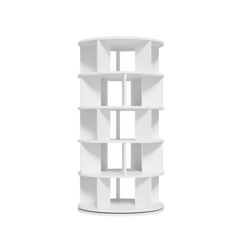 UK Local Shoe Rack, Rotatable Angle, White Round, 5 Tiers, Height 115 Cm, Width 60 Cm