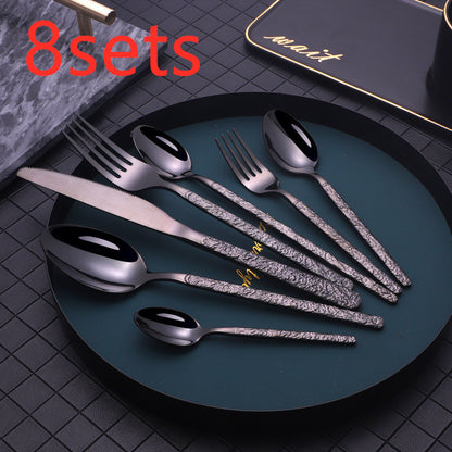 US Local Embossed Textured Handle Steak Cutlery Western Cutlery