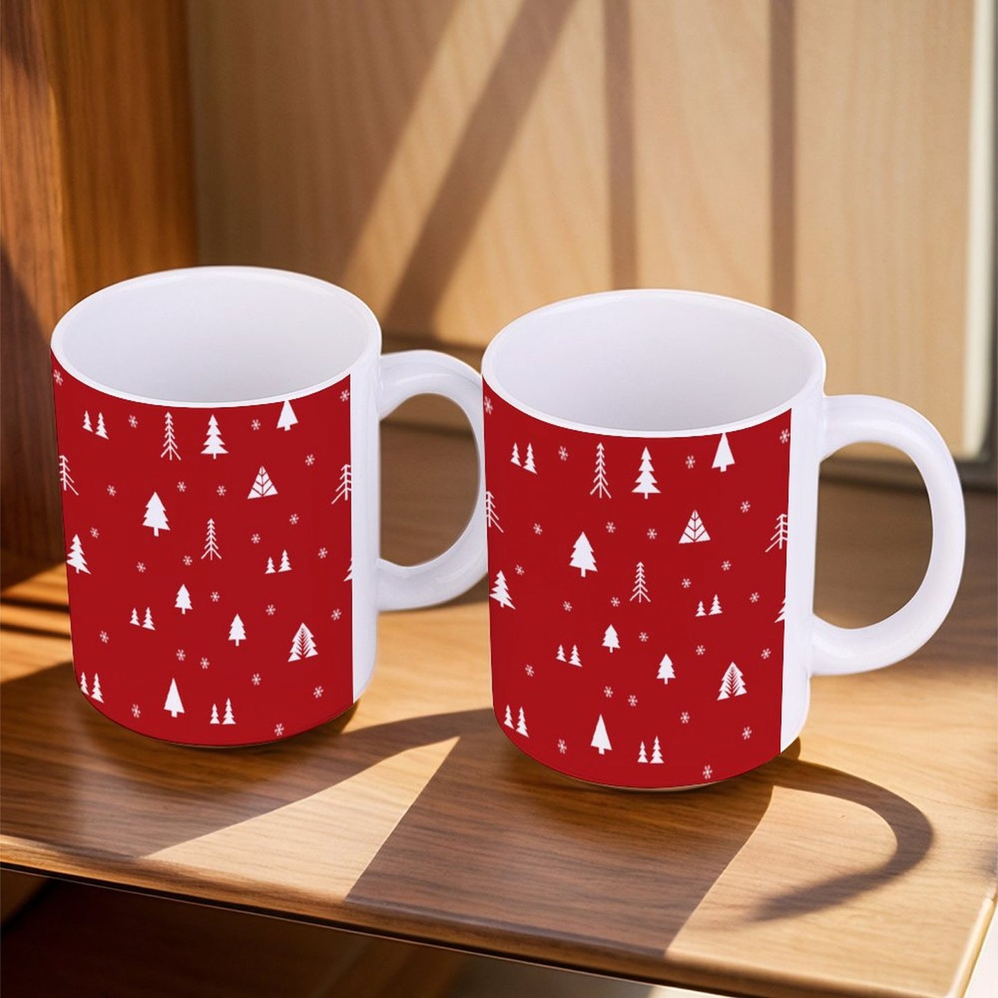 POD US Local White mug with full print, Christmas Trees 0006