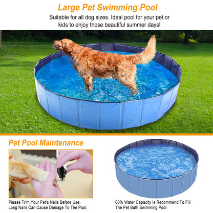 US Local 1Pc 160 X 160 X 30cm-63.0 X 63.0 X 11.8inch Foldable Pet Swimming Pool PVC  Dog Swim Pool Bathing Tub Playmat Pools
