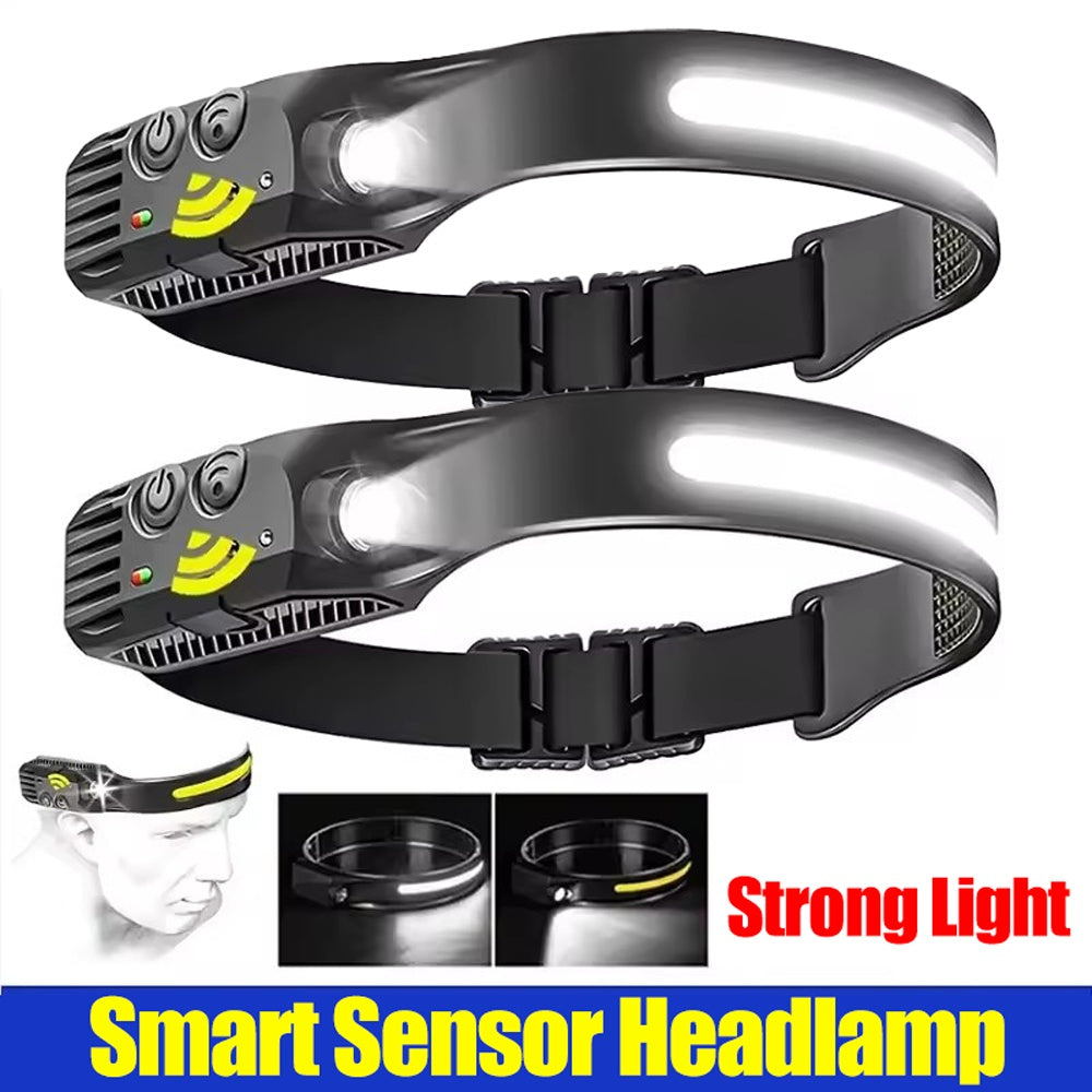 UK Local LED Head Torch Rechargeable Waterproof COB Headlamp Motion Sensor Headlight Work Light
