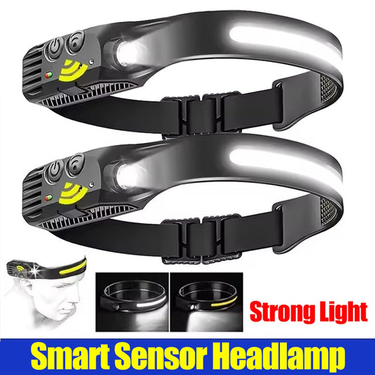 UK Local LED Head Torch Rechargeable Waterproof COB Headlamp Motion Sensor Headlight Work Light