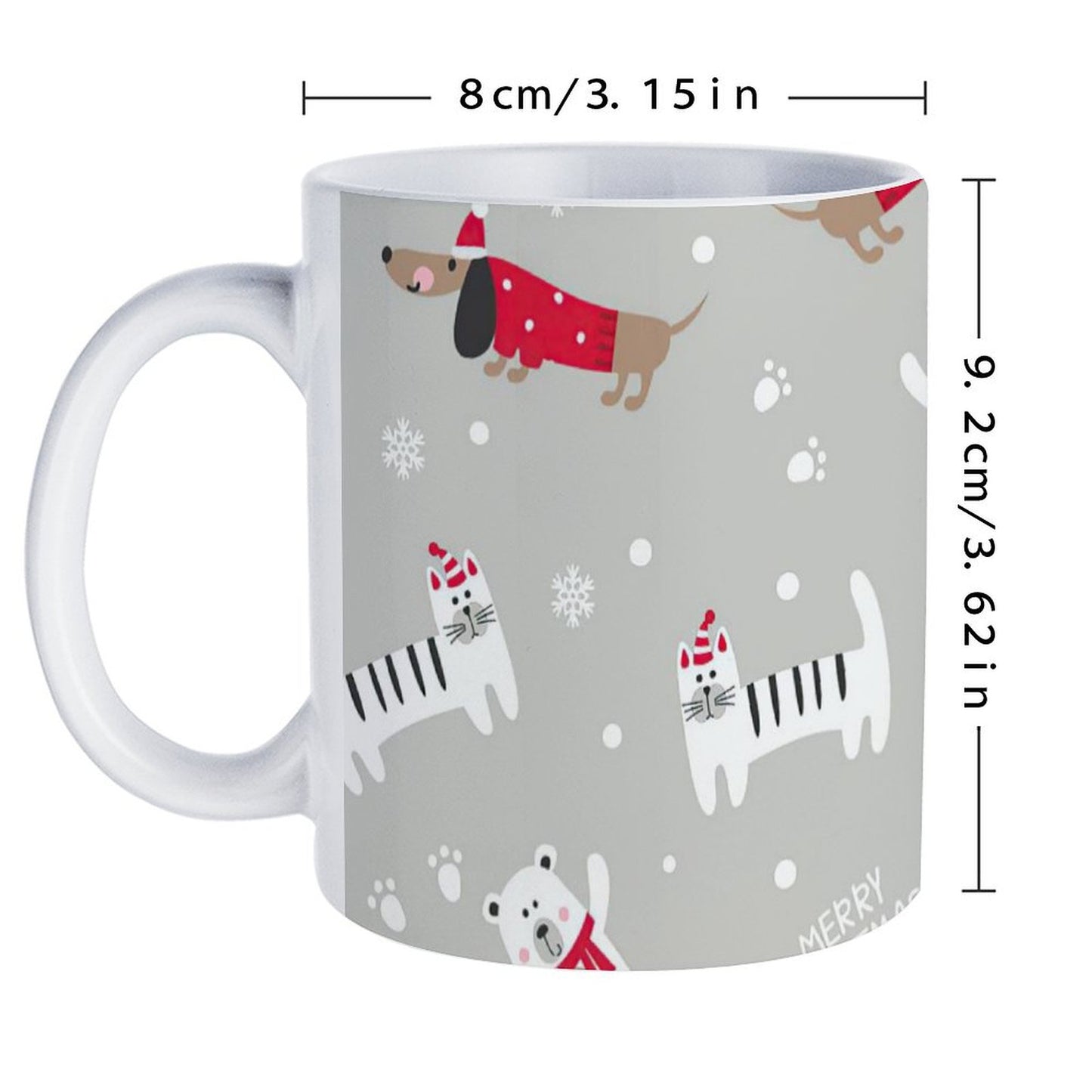 POD US Local White mug with full print, Christmas Pets 0103