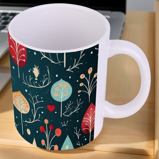 POD US Local White mug with full print, Christmas Tree, Snowflakes 0101