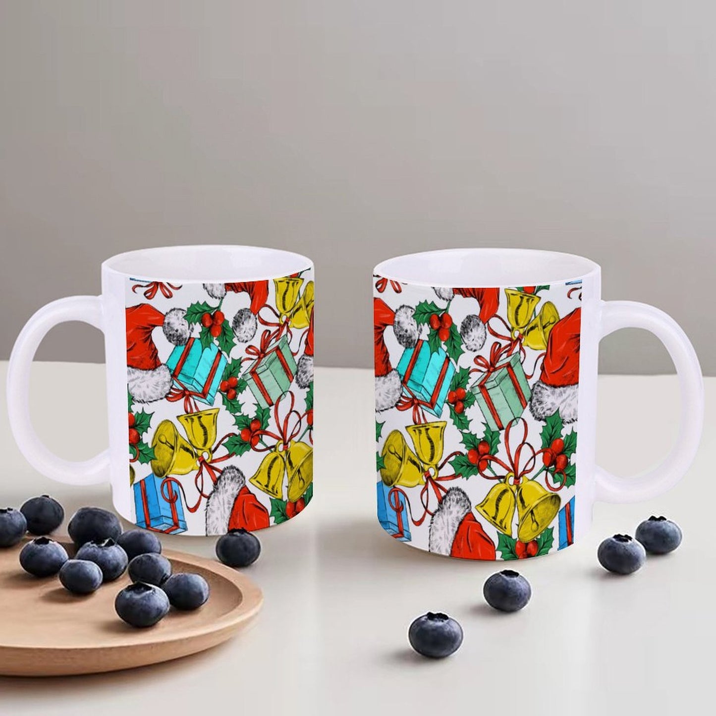 POD US Local White mug with full print, Christmas Hats, Bells, Gifts 0004