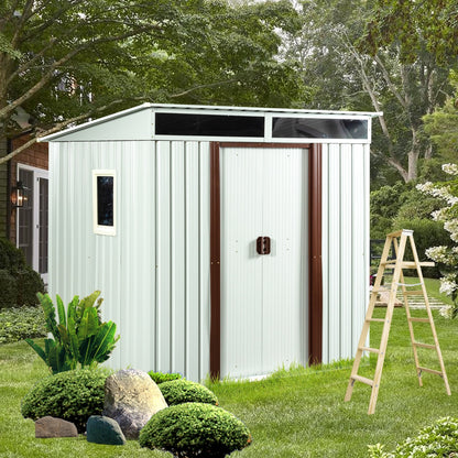US Local 6ft X 5ft Outdoor Metal Storage Shed With Window White