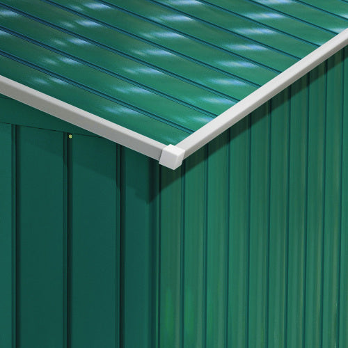 UK Local Outsunny 7 X 4ft Metal Garden Shed, Outdoor Storage Tool House With Ventilation Slots, Foundation Kit And Lockable Double Doors, Green