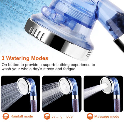 US Local Ionic Filtration Shower Head High Pressure 3 Mode Stone Water Saving Bath Handheld Shower