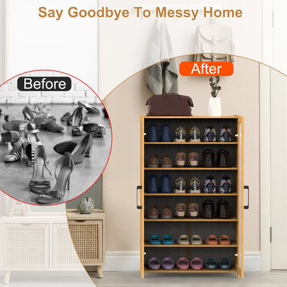 US Local 6-tier Bamboo Shoe Rack, Freestanding Shoe Cabinet