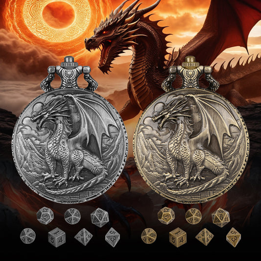 US Local Dice Set With 3D Carved Pocket Watch, Equipped With 7-piece Polyhedral Metal Dice, Role-playing Game Accessories, Men's And Women's Birthday Gifts, Christmas Gifts, Family Gathering Tabletop Games