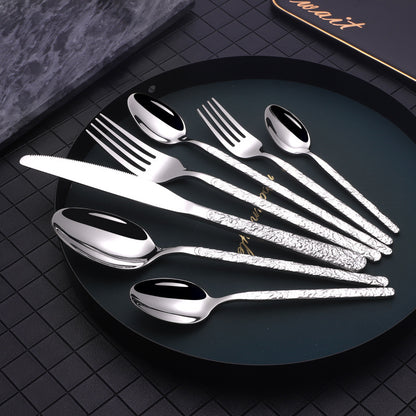 US Local Embossed Textured Handle Steak Cutlery Western Cutlery