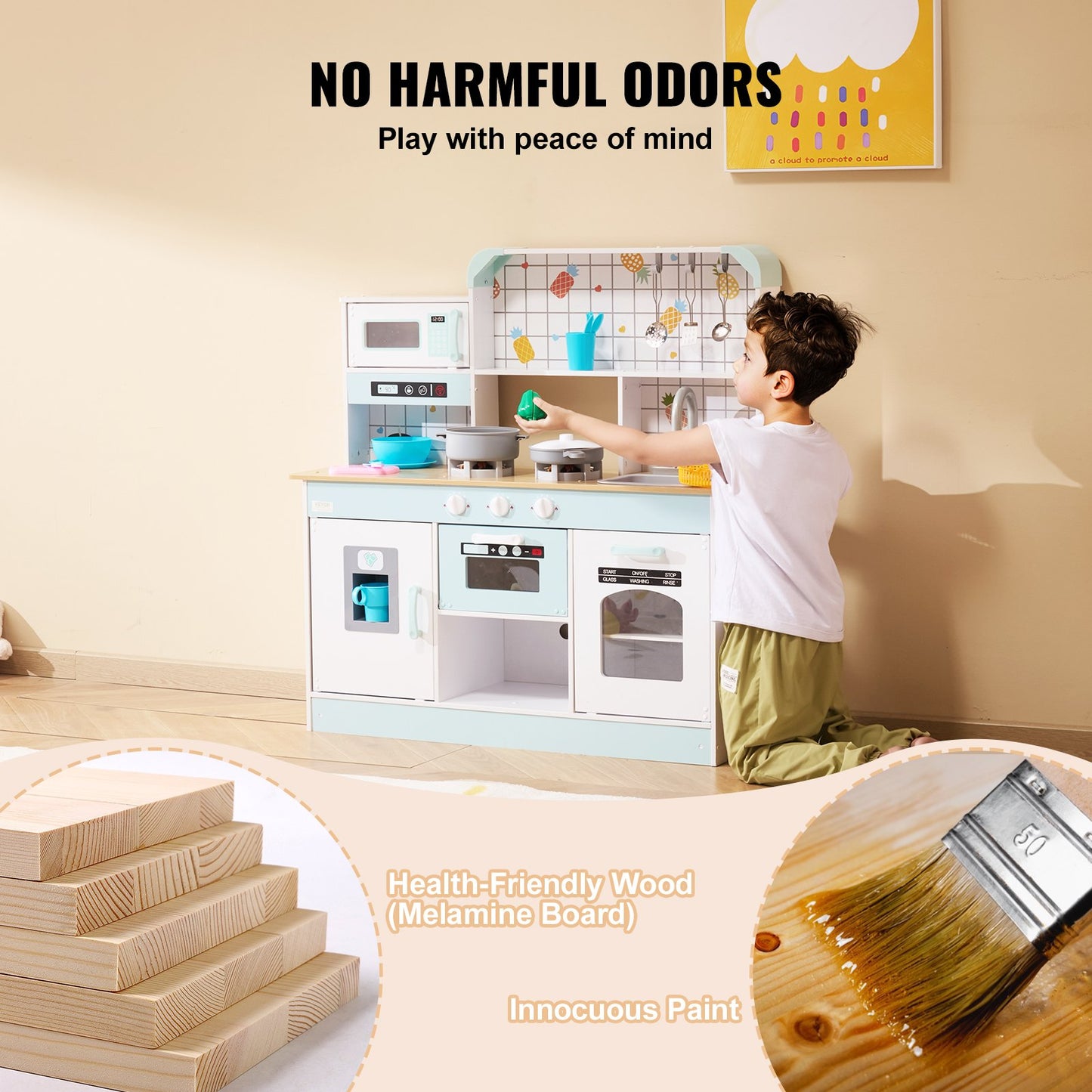 US Local Christmas Gift! Kitchen Playset Kids Pretend Cooking Play Toy 24 Piece Accessories White