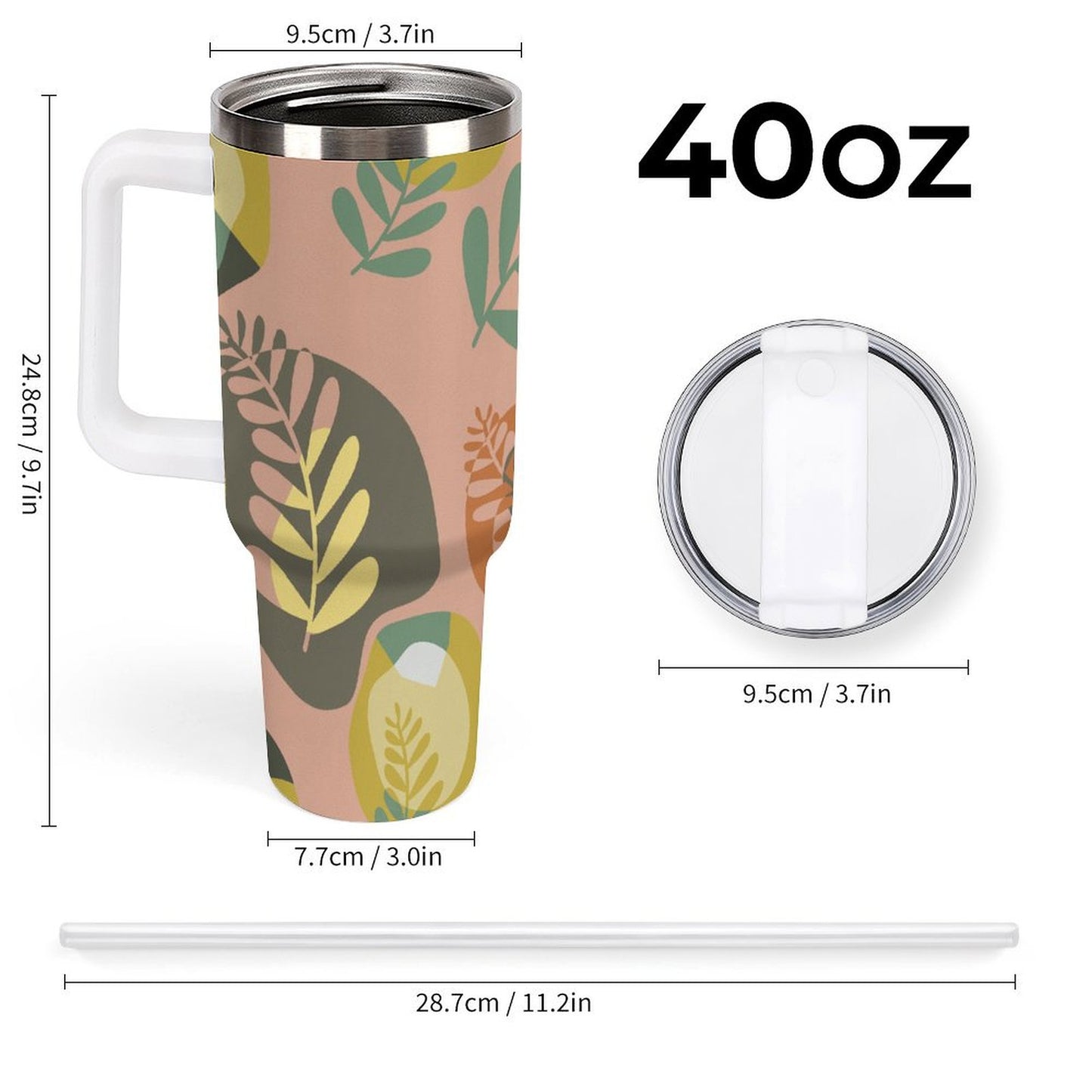 PHDT00109 POD US Local Tumbler 40 oz Large Capacity Car Cup Leaves, Tropical