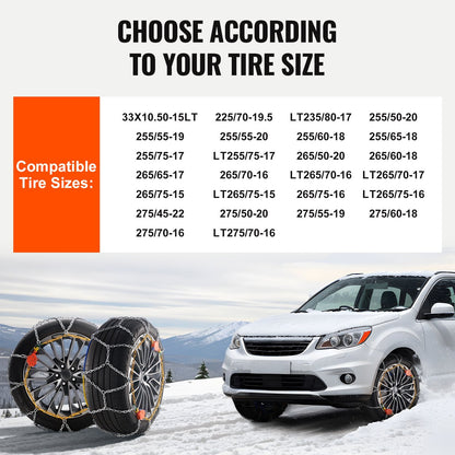 US Local VEVOR Auto Tightening Snow Chains Diamond Mesh Anti-slip Traction Wheel Chains