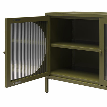 US Local Luna Wide 2-Door Accent Cabinet With Fluted Glass
