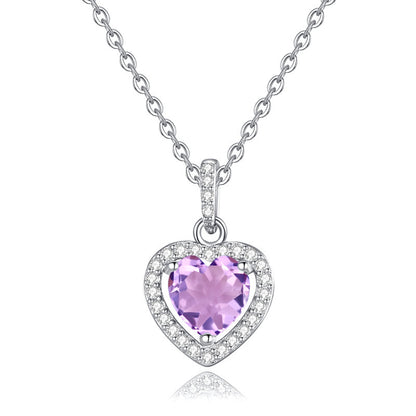 Natural Colored Gems Amethyst Sterling Silver S925 Necklace For Women