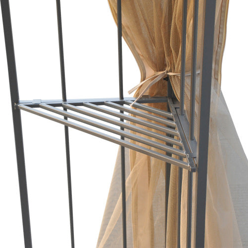 UK Local Outsunny 3Mx3M Garden Gazebo Double Top Outdoor Canopy Patio Event Party Wedding Tent Backyard Sun Shade With Netting - Cream White