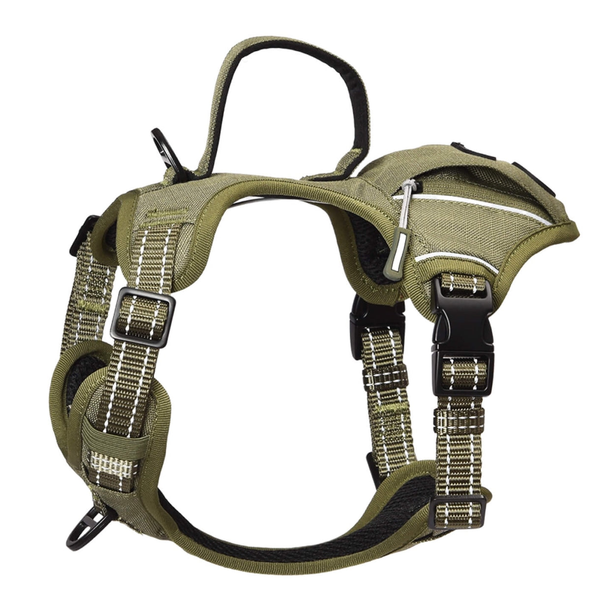 US Local PETMARVEL High-Perfomance Tactical Dog Harness With Poop Bag Holder, No Pull Front Clip & Metal Buckles, Brown S
