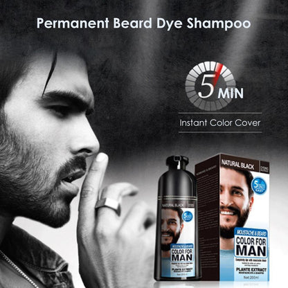 US Local Beard Hair Color Shampoo For Men,Natural Permanent Beard DyeShampoo, Colors Hair In Minutes Long Lasting, 200ml, Black Hair DyeHaircare