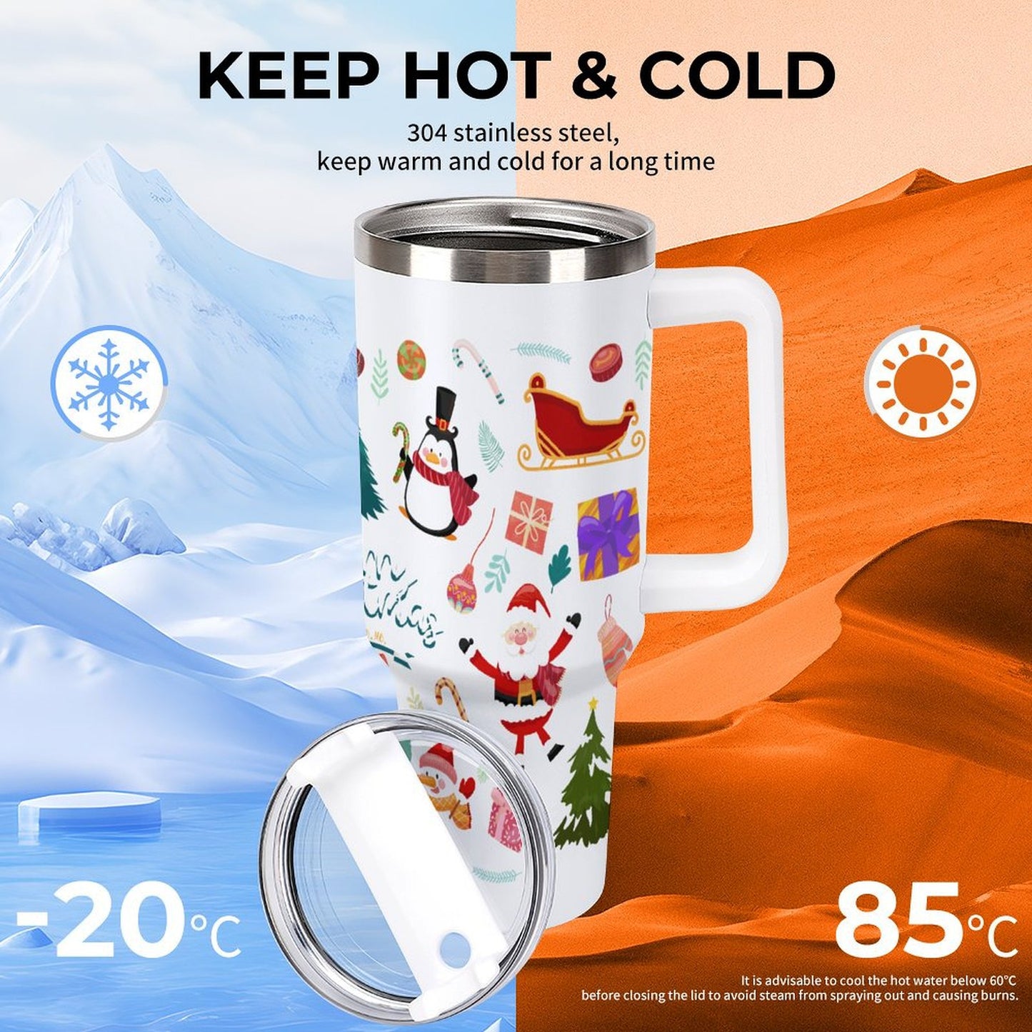 PHDT00339 POD US Local Tumbler 40 oz Large Capacity Car Cup Christmas, Santa Claus