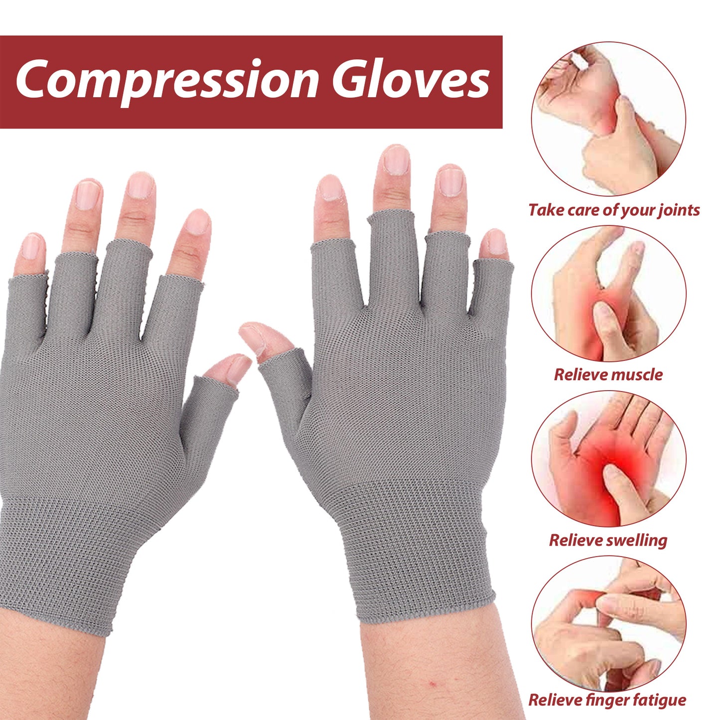 US Local Houkea Joint Compression Gloves Wrist Gloves For Stiff Hands, Wrists, Thumbs, Sore Joints And Swollen Wrists