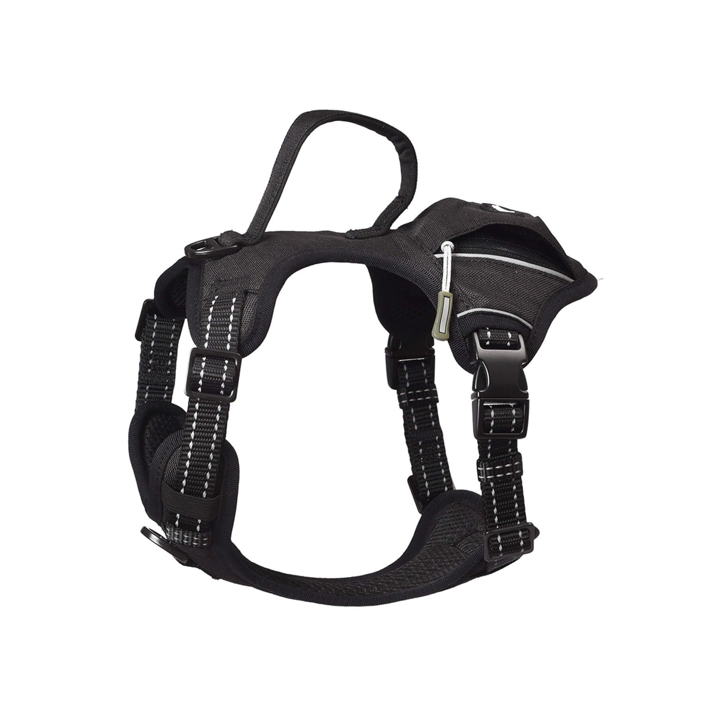US Local PETMARVEL High-Perfomance Tactical Dog Harness With Poop Bag Holder, No Pull Front Clip & Metal Buckles, Brown S
