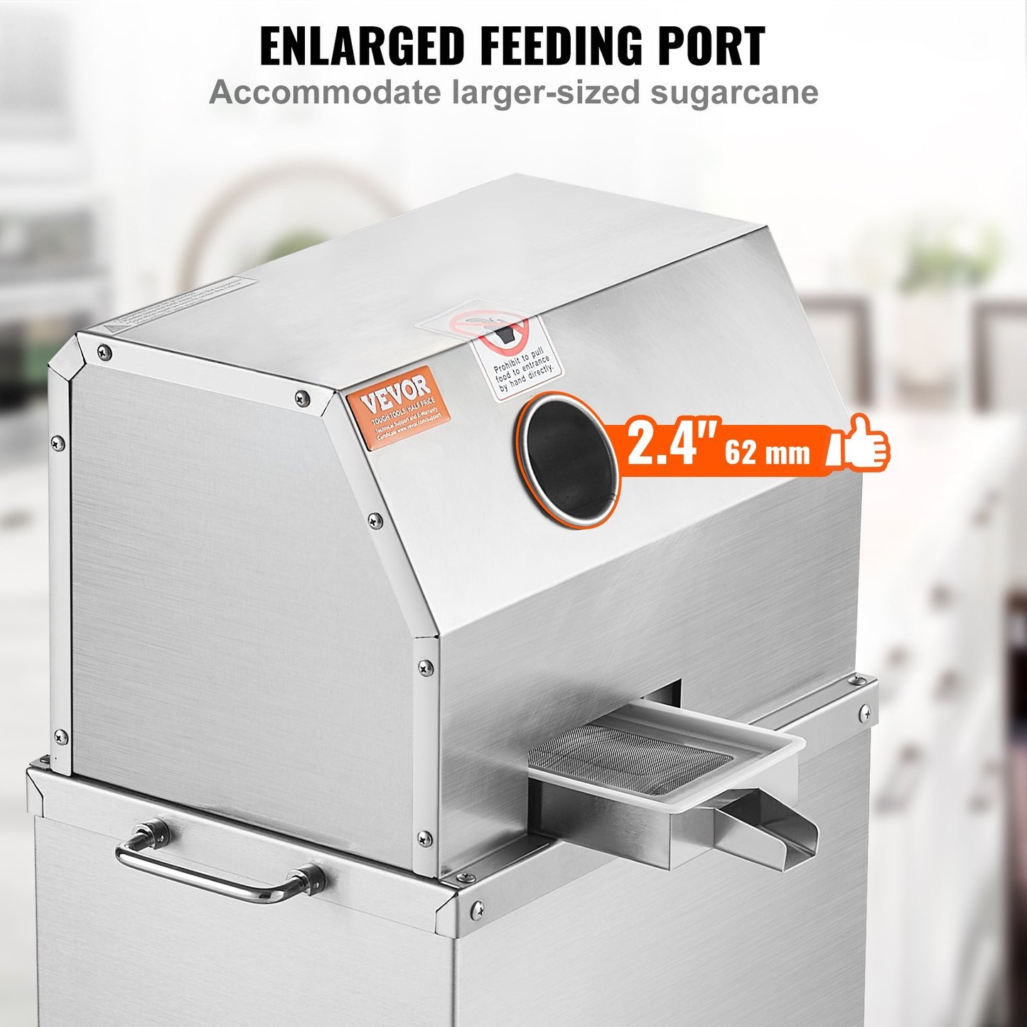 US Local Electric Sugar Cane Juicer, 800W Sugarcane Juicer Machine With 661LBS/H High Output, 3 Stainless Steel Rollers, 2.4" Large Inlet, Sugarcane Juice Extractor Squeezer On Wheels For Home/Commercial