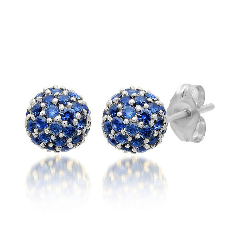 Fashion Personality Exquisite Rhinestone Zircon Multicolor Round Studs