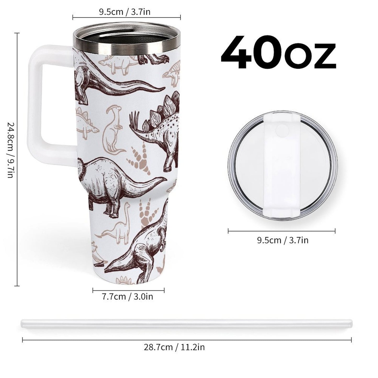 PHDT00503 POD US Local Tumbler 40oz Large Capacity Car Cup Dinosaur