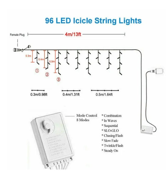 US Local Curtain Icicle Lights Wedding Party LED Fairy Christmas Indoor Outdoor