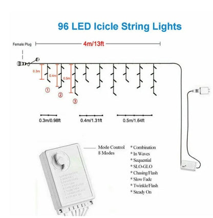 US Local Curtain Icicle Lights Wedding Party LED Fairy Christmas Indoor Outdoor
