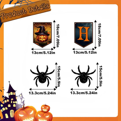 US Local Happy Halloween Banner And Hanging Spider Garland Trick Or Treat Banner Sign Happy Halloween Paper Banner For Halloween Party Decorations